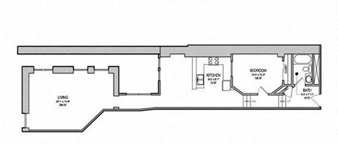 Floor plan for 1 bed, 1 bath, 875 sqft